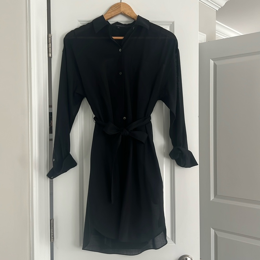 Theory black button up t shirt dress. Worn once.